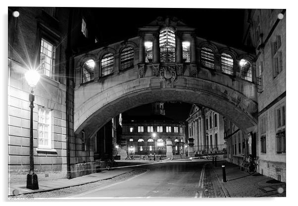 Oxford at Night Acrylic by Tony Bates