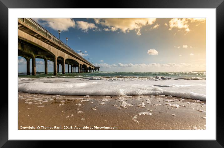 Boscombe Pier from the beach Framed Mounted Print by Thomas Faull