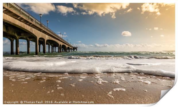 Boscombe Pier from the beach Print by Thomas Faull