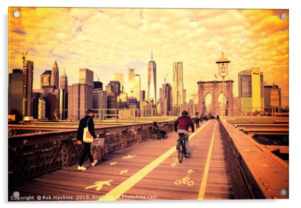 Brooklyn Bridge Manhattan skyline  Acrylic by Rob Hawkins