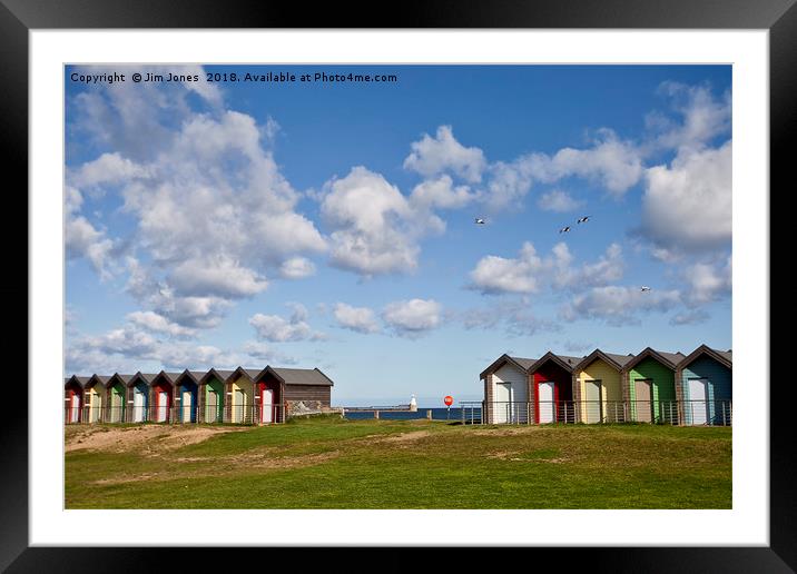The Beach Huts at Blyth in Northumberland Framed Mounted Print by Jim Jones