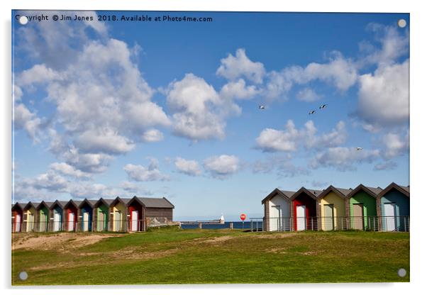 The Beach Huts at Blyth in Northumberland Acrylic by Jim Jones