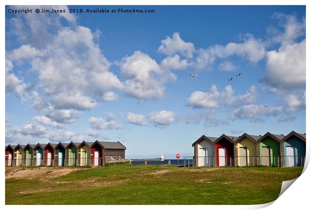 The Beach Huts at Blyth in Northumberland Print by Jim Jones
