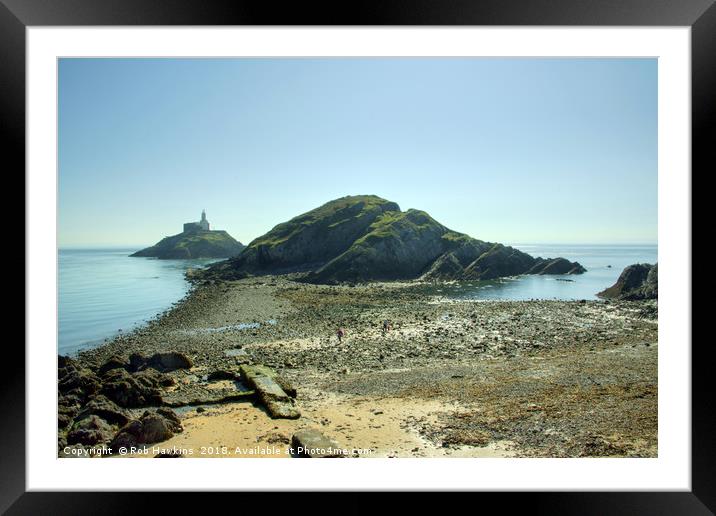 Mumbles Lighthouse Framed Mounted Print by Rob Hawkins