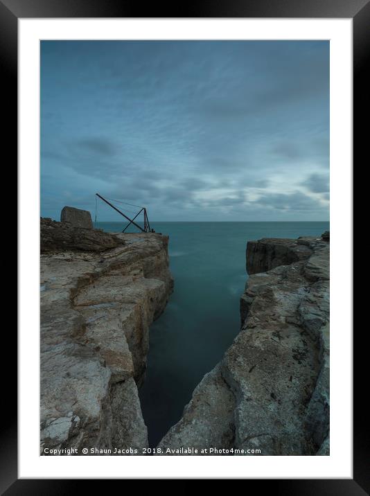 Red crane at Portland Bill.  Framed Mounted Print by Shaun Jacobs