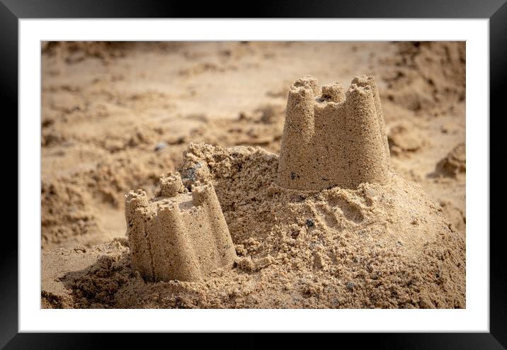 Sandcastles on the Beach Framed Mounted Print by David Jeffery
