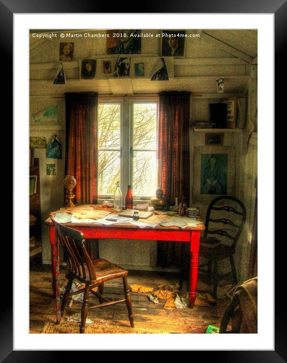 Dylans Desk in The Writing Shed Framed Mounted Print by Martin Chambers