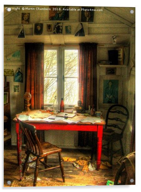 Dylans Desk in The Writing Shed Acrylic by Martin Chambers