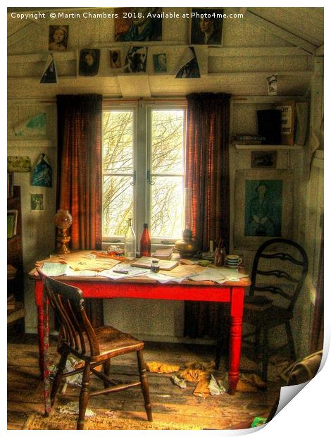 Dylans Desk in The Writing Shed Print by Martin Chambers