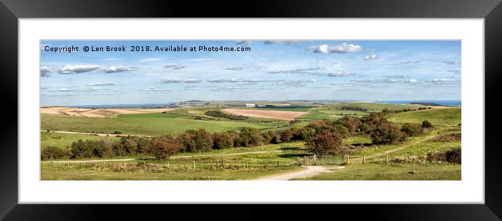 Cissbury Ring Panorama Framed Mounted Print by Len Brook