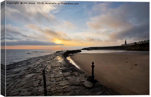 Early morning at Cullercoats Bay  Canvas Print by Jim Jones