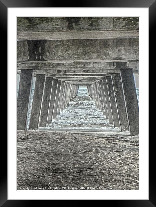 Under the Tybee Island Pier Framed Mounted Print by Judy Hall-Folde