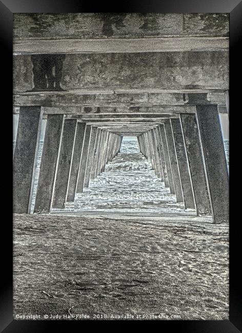 Under the Tybee Island Pier Framed Print by Judy Hall-Folde