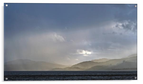 Rain moving over the Argyll Hills Acrylic by Rich Fotografi 