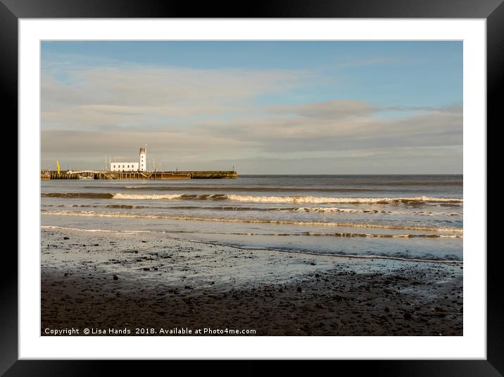Scarborough Lighthouse  - Golden Waves 1 Framed Mounted Print by Lisa Hands