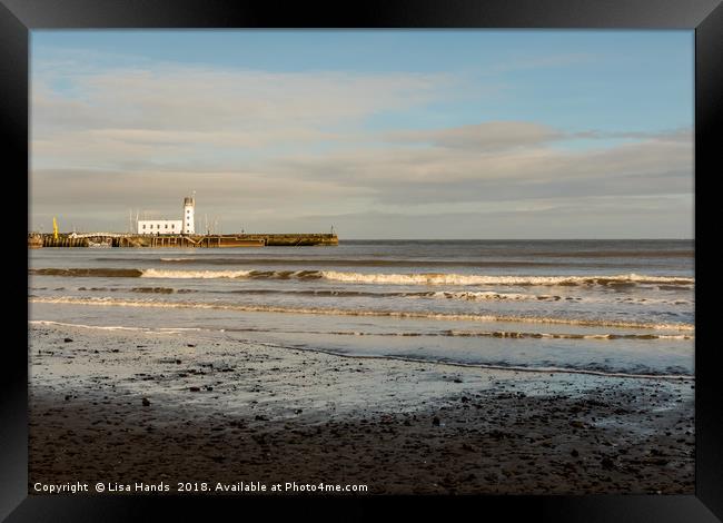 Scarborough Lighthouse  - Golden Waves 1 Framed Print by Lisa Hands