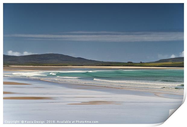 West Beach and Atlantic Waters, North Uist Print by Kasia Design
