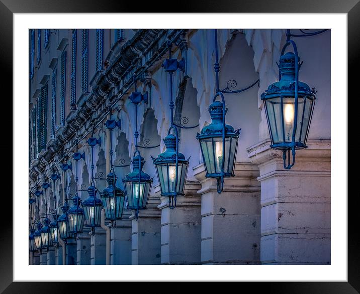 Arches and Lamps in Greece Framed Mounted Print by Darryl Brooks