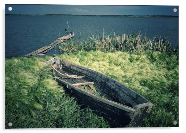 Old boat Acrylic by Larisa Siverina