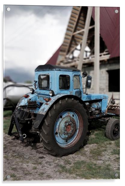Old tractor Acrylic by Larisa Siverina