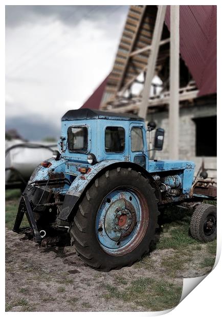 Old tractor Print by Larisa Siverina