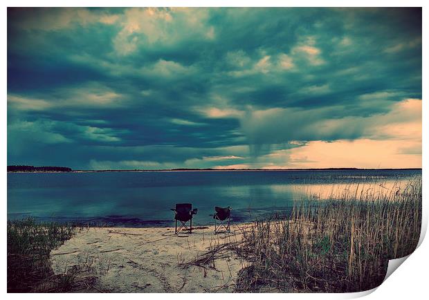 Thunderstorm on the lake Print by Larisa Siverina
