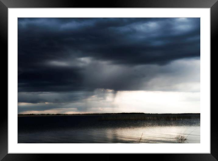 Thunderstorm on the lake Framed Mounted Print by Larisa Siverina