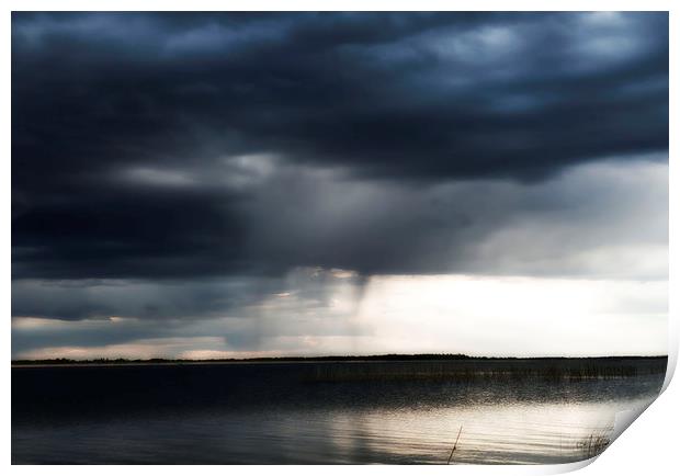 Thunderstorm on the lake Print by Larisa Siverina