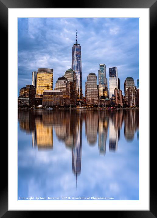 Cityscape of Financial District of New York Framed Mounted Print by Juan Jimenez