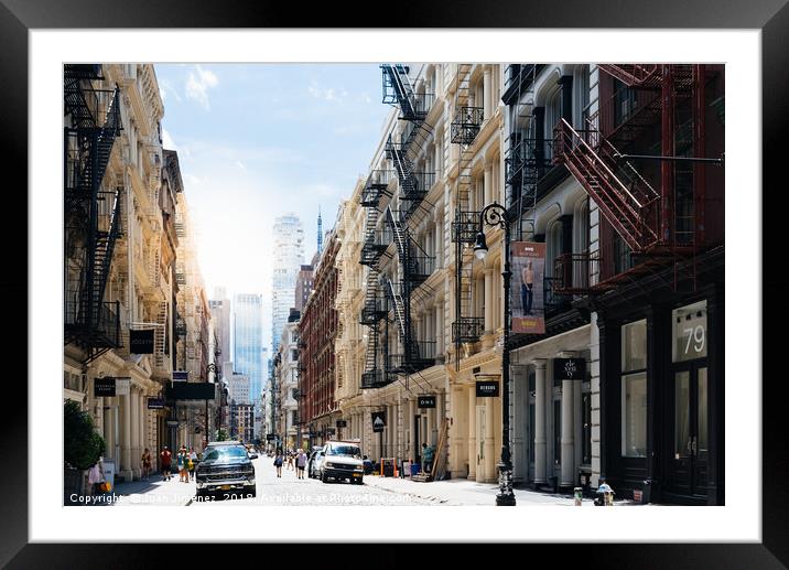 Street Scene in Soho NYC Framed Mounted Print by Juan Jimenez