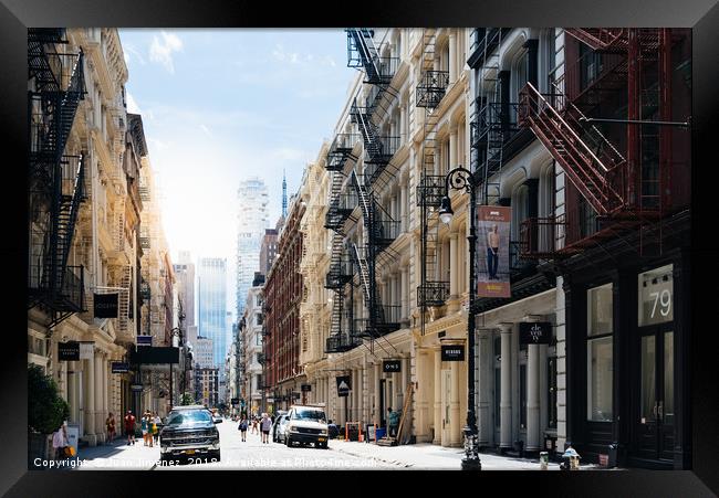 Street Scene in Soho NYC Framed Print by Juan Jimenez
