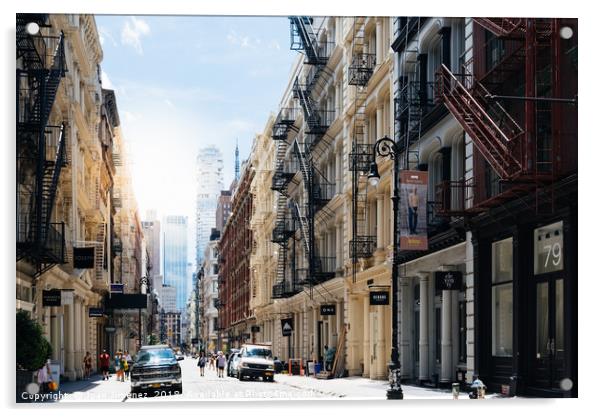 Street Scene in Soho NYC Acrylic by Juan Jimenez