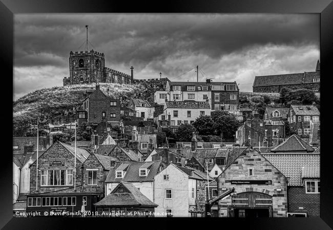 Whitby Roof tops looking towards east cliff Framed Print by David Smith