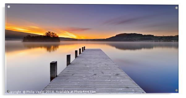 Frost-Kissed Dawn at Llangorse Lake Panoramic. Acrylic by Philip Veale