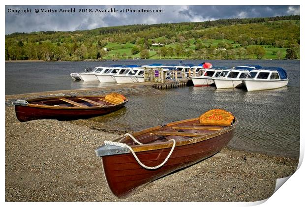 Boats on Coniston Water Print by Martyn Arnold