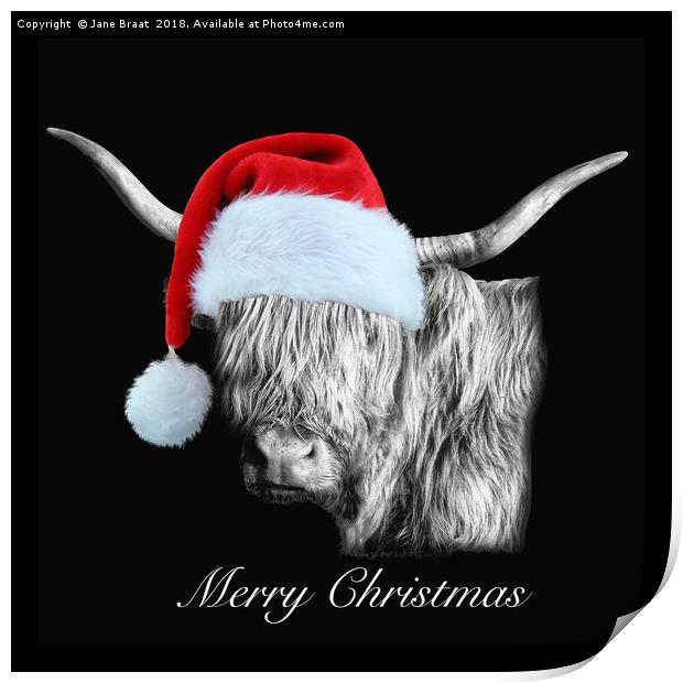 Festive Highland Cow Print by Jane Braat