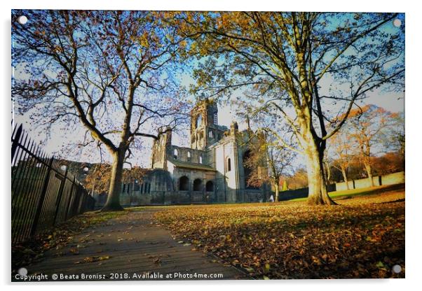 Kirkstall Abbey Leeds Acrylic by Beata Bronisz