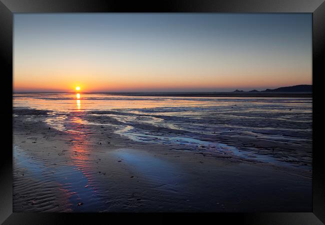 Sunrise over Swansea Bay Framed Print by Leighton Collins