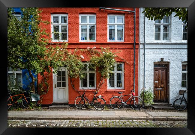 Picturesque colorful houses in Copenhagen Framed Print by Juan Jimenez