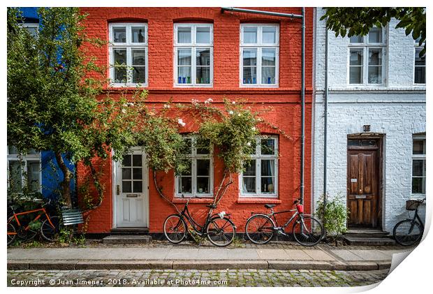Picturesque colorful houses in Copenhagen Print by Juan Jimenez