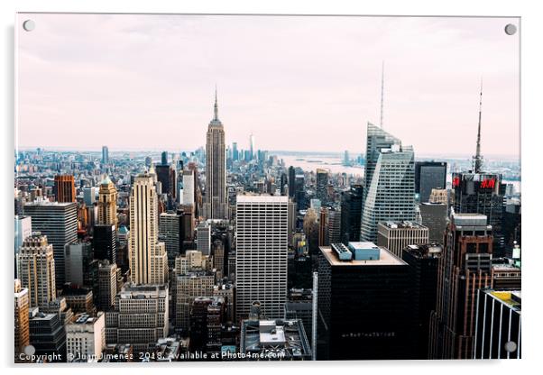 Skyline of New York City at Sunset Acrylic by Juan Jimenez
