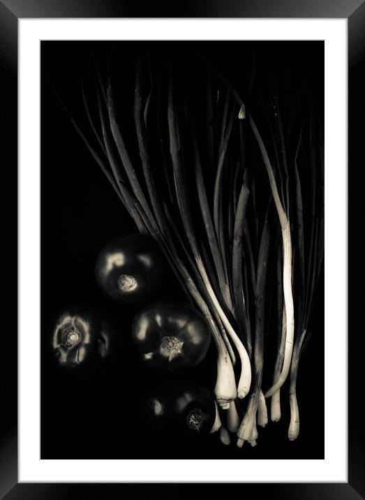Black vegetable Framed Mounted Print by Larisa Siverina