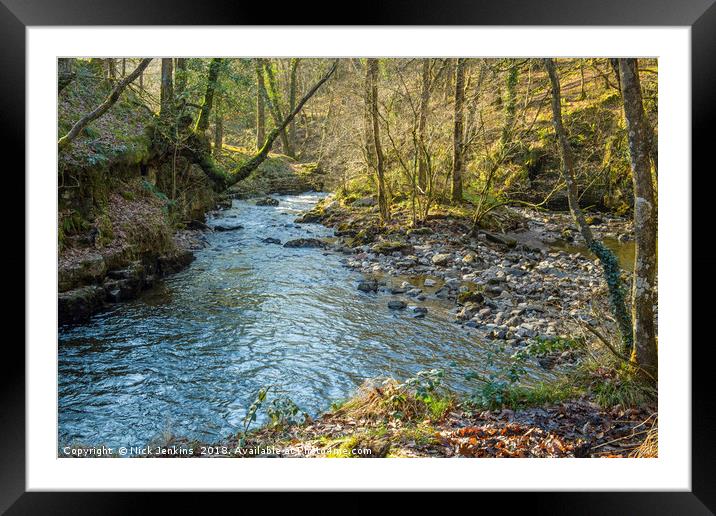 The River Neath and surrounding woods South Wales  Framed Mounted Print by Nick Jenkins