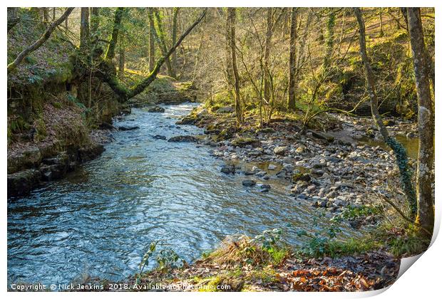 The River Neath and surrounding woods South Wales  Print by Nick Jenkins