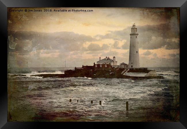 Artistic St Mary's Island and Lighthouse Framed Print by Jim Jones