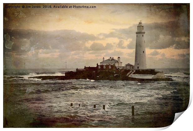 Artistic St Mary's Island and Lighthouse Print by Jim Jones