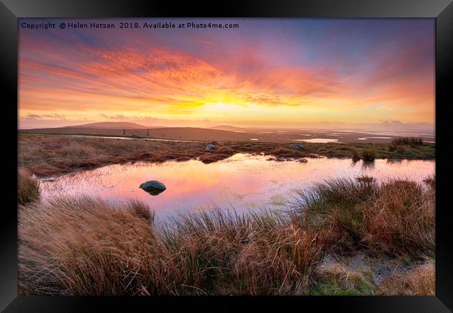 Stunning Sunrise at Cleitreabhal a'Deas on the Isl Framed Print by Helen Hotson