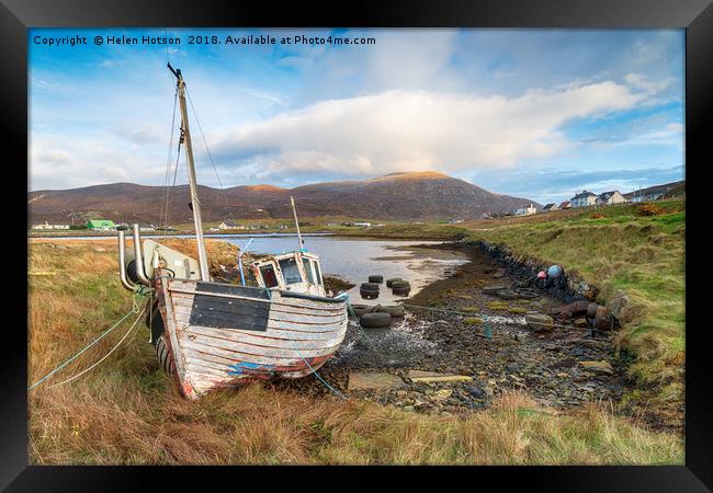 Fishing Boat at Leverburgh Framed Print by Helen Hotson