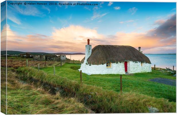 North Uist Cottage Canvas Print by Helen Hotson