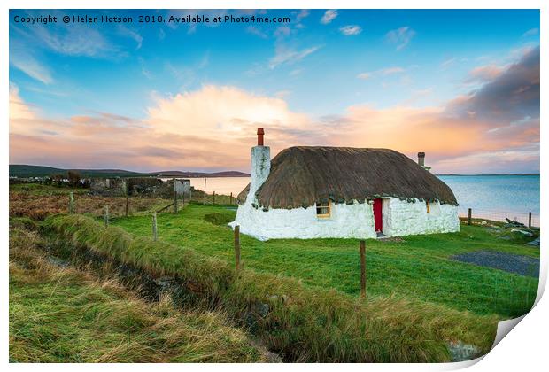 North Uist Cottage Print by Helen Hotson
